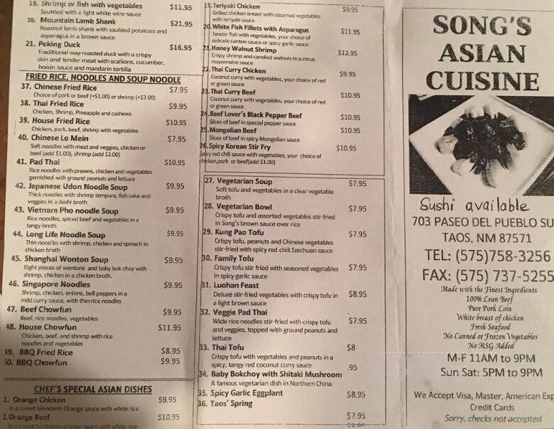 Song's Asian Restaurant - Taos, NM