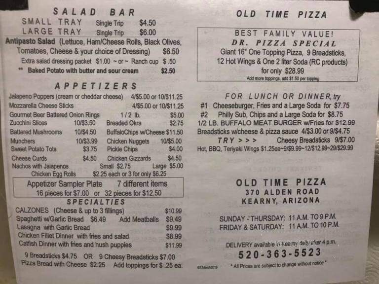 Old Time Pizza & Deli - Kearny, AZ