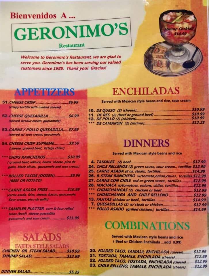 Geronimo's Restaurant - Wellton, AZ