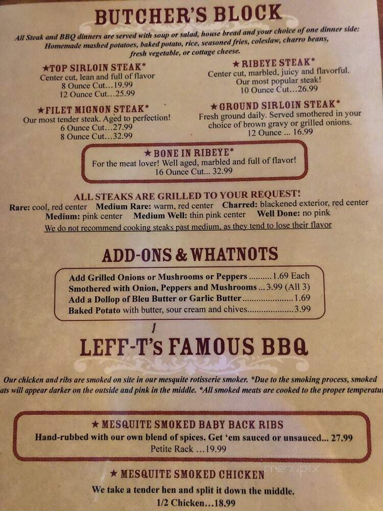 Leff T's Steak House & Grill - Dewey, AZ